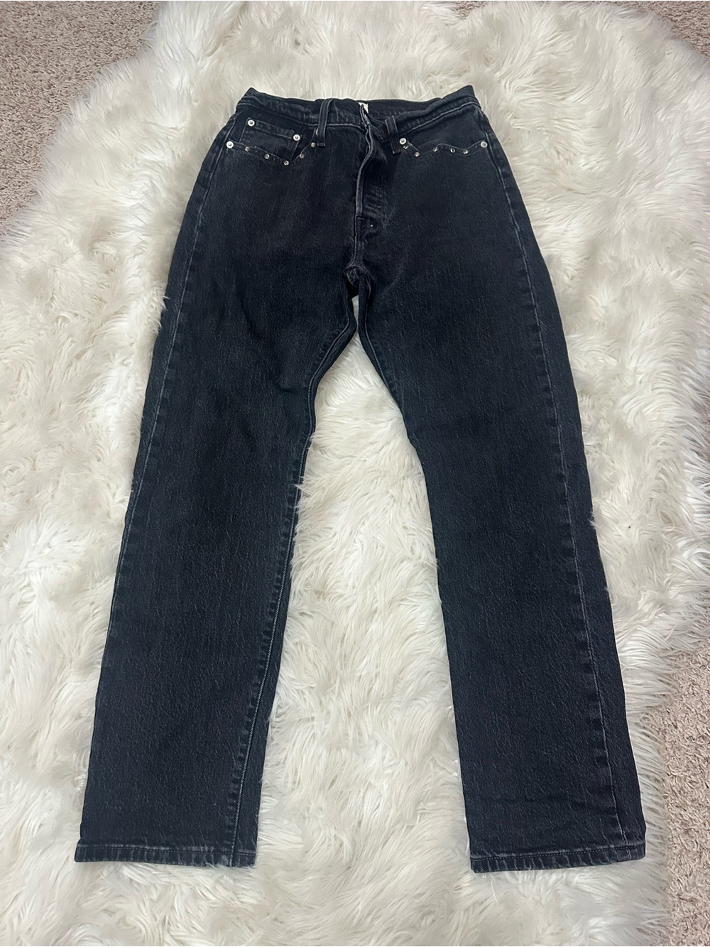 Levi's 501 Women's Black Straight-Leg Jeans with with rhinestones 29X30